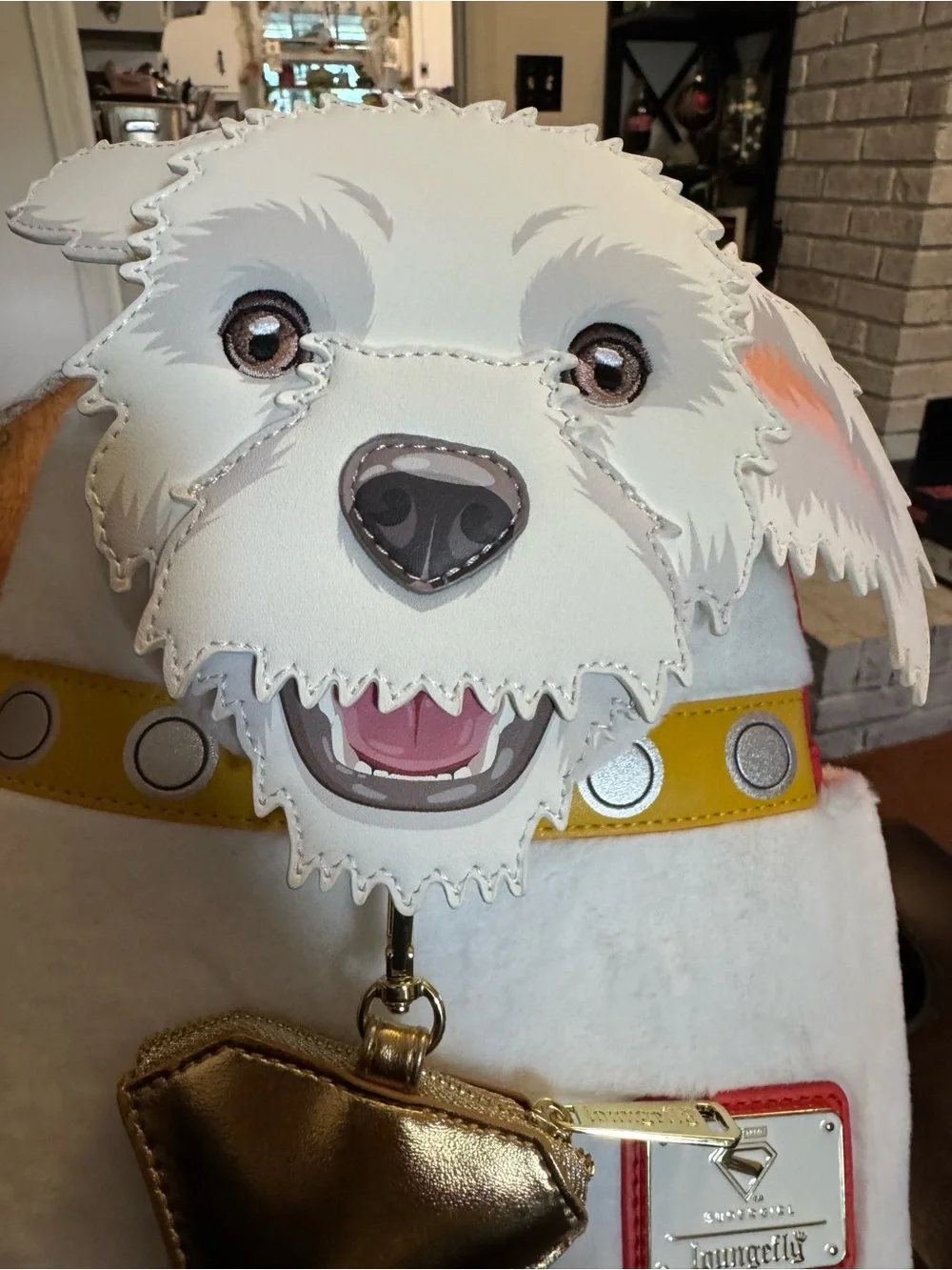 Loungefly White Dog Face Mini Backpack with Red and Yellow Accents Supergirl